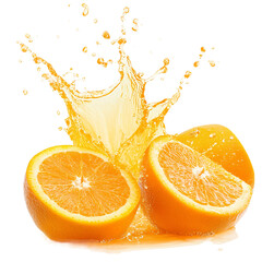 Fresh, juicy orange slices make a vibrant splash in clear water isolated on transparent background