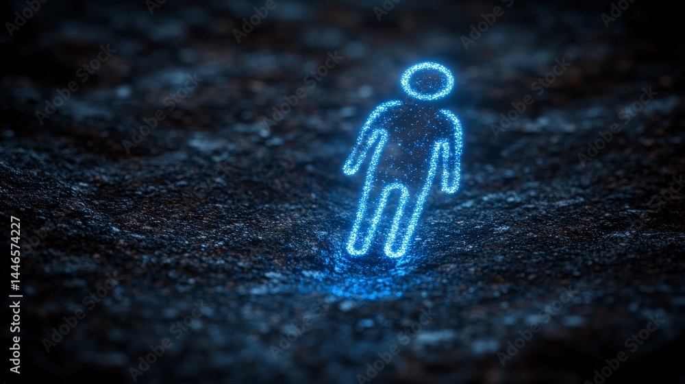 Wall mural abstract figure neon design resting on a textured surface.
