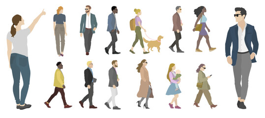 colored people for digital model of architecture and urbanism. Vector illustration