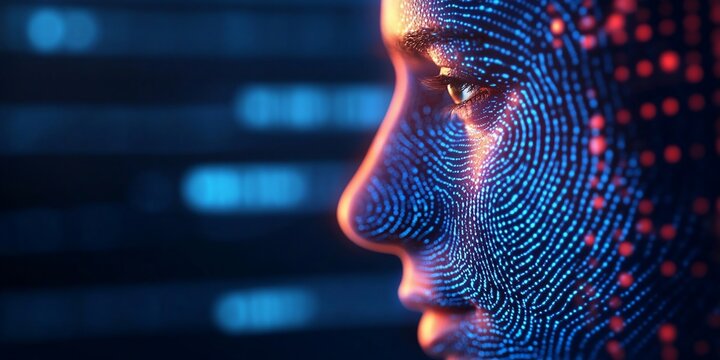 Artificial intelligence portrait showcasing advanced technology and human connection