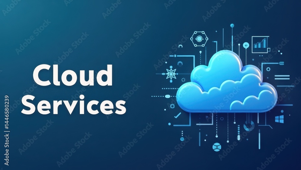 Poster cloud services. cloud computing solutions. product ad banner copy text. cloud computing solutions ar