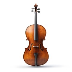 Fototapeta premium Elegant Brown Cello Musical Instrument Isolated On White High Resolution Photo