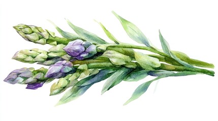 Obraz premium Watercolor asparagus illustration