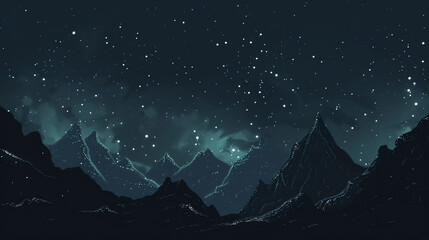 Fototapeta premium Majestic Mountain Silhouette Under a Starry Night Sky