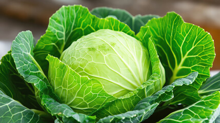 Obraz premium Fresh head of cabbage close up