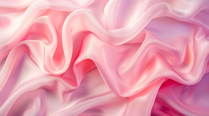 Fototapeta premium Elegant Pink Silk Fabric Drapes Soft Waves and Gentle Shadows Background