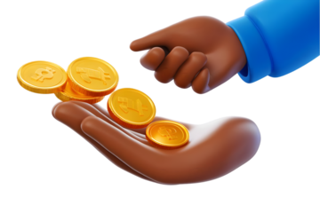 Cartoon Hand Giving Gold Coins Illustration Transparent Background