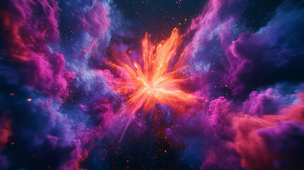 Colorful explosion nebula space
