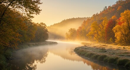 Fototapeta premium Autumnal River Landscape - Photo