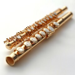Fototapeta premium Elegant Golden Flute Musical Instrument High Resolution Photo Still Life Close Up