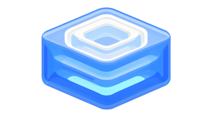 3D Blue Geometric Square Illustration Isolated Background