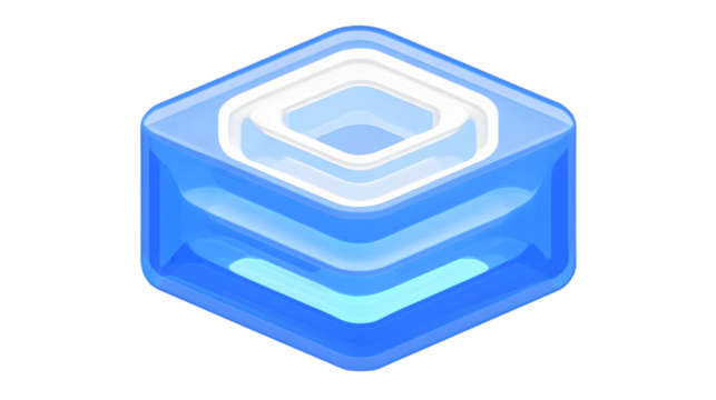 3D Blue Geometric Square Illustration Isolated Background