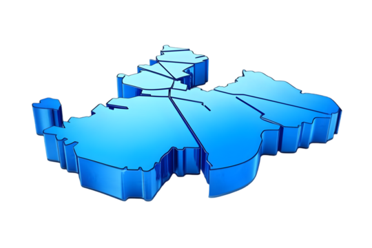 3D Blue Map Illustration - Isolated Background Graphic Design