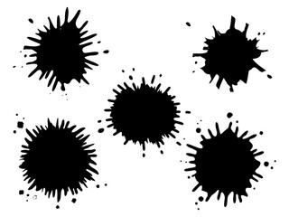 黒いインクの飛沫イラストセット