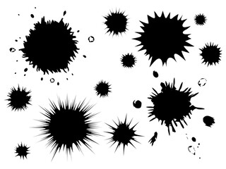 黒いインクの飛沫イラストセット