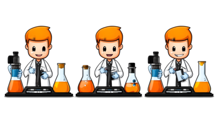Cartoon Scientists Performing Science Experiments Illustration