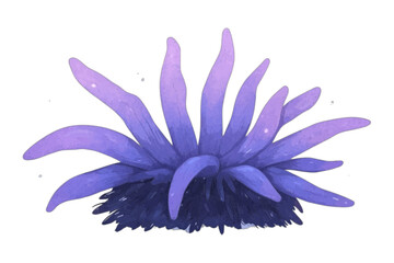 Obraz premium Purple Sea Anemone Illustration, Vibrant illustration of a purple sea anemone.