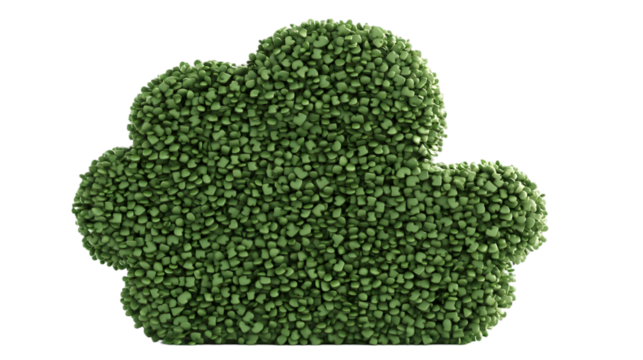 3D Cloud Shaped Green Bush Illustration Isolated Background