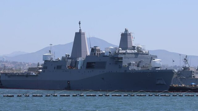 US Navy Ship Docked In San Diego Harbor