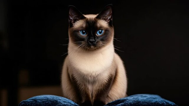 Stunning Siamese Cat Portrait: Captivating Gaze and Elegant Pose