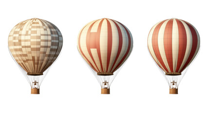 Obraz premium Collection Set of Colorful Hot Air Balloons Isolated on White Background for Travel, Adventure, and Aerial Festival Design Concepts