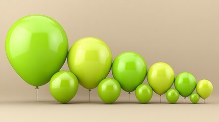 Successful business, upward trend, green balloons, corporate achievement - organization profit elevation