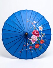 Beautiful painted umbrella, white background