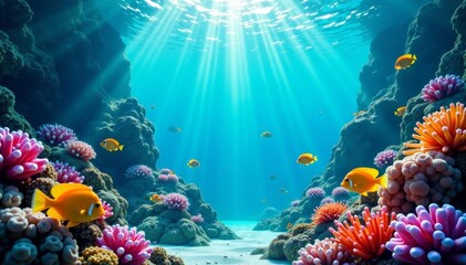 Vibrant Underwater City With Colorful