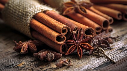 Aromatic Spices on Rustic Surface