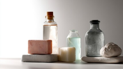Natural Soaps and Bottles Display