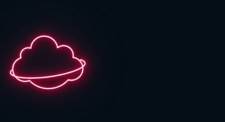 Glowing Neon Cloud Design Abstract Minimalist Pink Artwork Digital Art