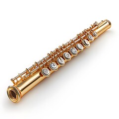 Naklejka premium Golden Piccolo Instrument Isolated High Resolution Photo Musical Artistry