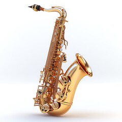 Naklejka premium Golden Saxophone Isolated On White Background High Resolution Photo
