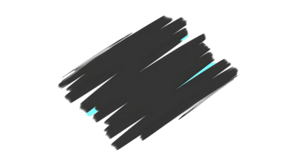 Abstract Dark Gray Brush Stroke Illustration with Cyan Accents Isolated Background