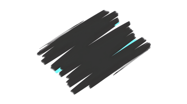 Abstract Dark Gray Brush Stroke Illustration with Cyan Accents Isolated Background