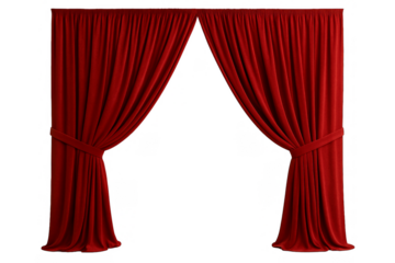Ruby Velvet Curtains: Elegant, deep red curtains stand ready to frame your scene, adding a touch of luxury and dramatic flair. 