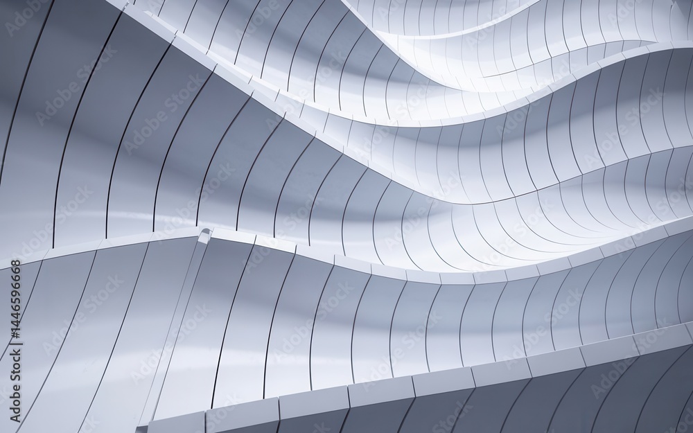 Poster dynamic wave design: architectural detail of a modern curved structure