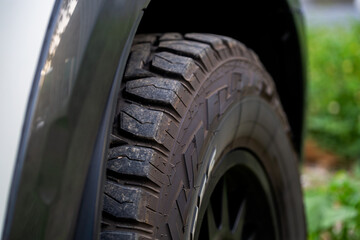 Macro off-road tire surface,Tire tread details Of off-road vehicles 