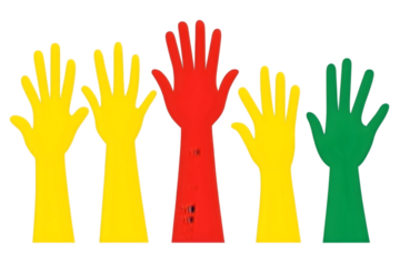 Colorful Raised Hands Illustration Transparent Background