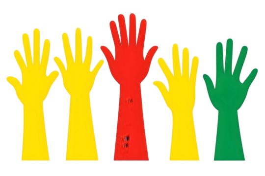 Colorful Raised Hands Illustration Transparent Background