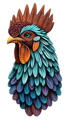 Fototapeta premium Colorful Rooster Head Illustration