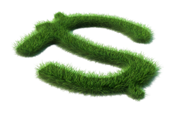 3D Grass Dollar Sign Illustration Isolated Background