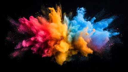 Colorful Powder Explosion on Black