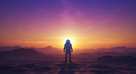 Obraz premium Astronaut on Alien Planet Illustration