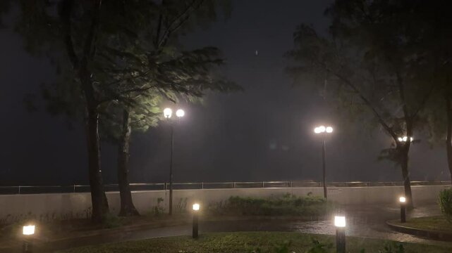 Heavy Rain And Gusty Winds Blow Through Hong Kong As Typhoon Saola Hits