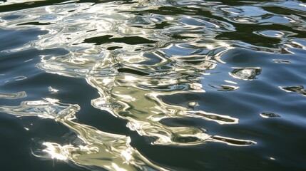 Close-up view of rippled water surface reflecting sunlight.
