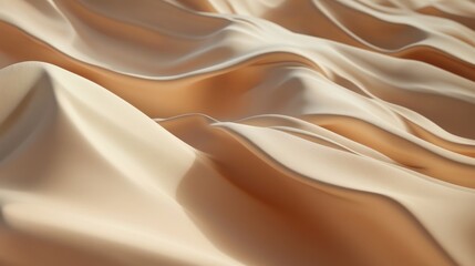 Fototapeta premium Soft, flowing, peach-colored fabric drapes