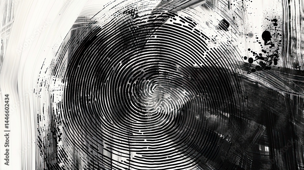 Poster abstract circular design with concentric lines and brushstrokes