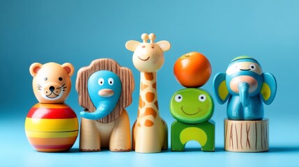 Obraz premium Colorful Wooden Animal Toys