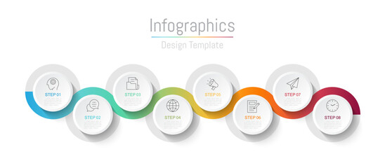 Infographic 8 options design elements for your business data. Vector Illustration.